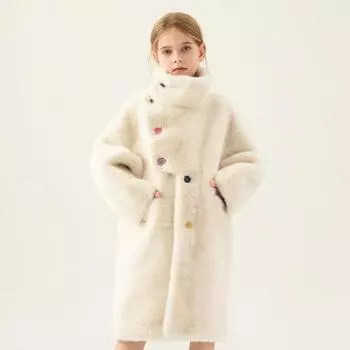 Зимняя шикарная и теплая шуба из искусственной норки для девочек, длинная милая куртка 140