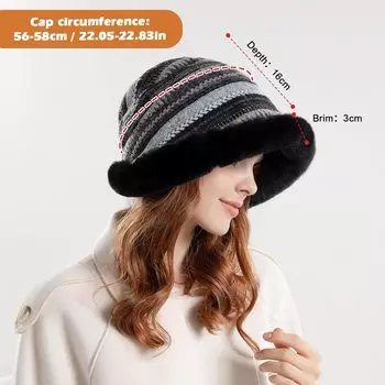 Зимняя шляпа-ведро для женщин, теплые шапки, рыбацкая шапка из искусственного меха, женская зимняя меховая шляпа-ведро с закатанными полями, шляпа-клош из искусственного меха