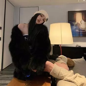 Зимняя шуба из искусственного меха лисы, женская шуба средней и длинной длины с интегрированным мехом S белый