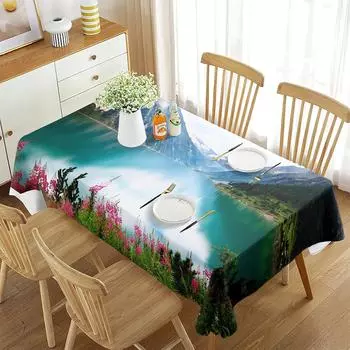 Зимняя скатерть, замерзшая река в зимнем пейзаже, финская Лапландия, скандинавская страна, столовая, кухня, прямоугольное покрытие для стола 40x70cm 15x27inch