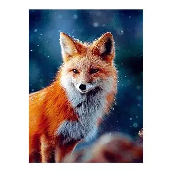 Зимняя Снежная Лиса Алмазная картина животное полная дрель DIY Мозаика Вышивка Крестом 20X30CM