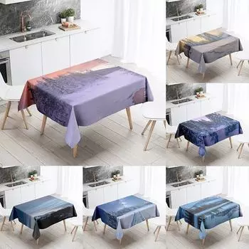 Зимняя снежная скатерть, красивая, необрастающая, водонепроницаемая, прямоугольная, кухонный стол, украшение для дома 40x70cm