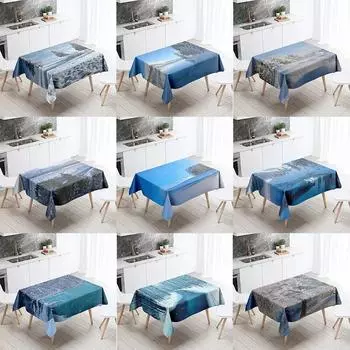 Зимняя снежная скатерть, красивая, необрастающая, водонепроницаемая, прямоугольная, кухонный стол, украшение для дома 40x70cm