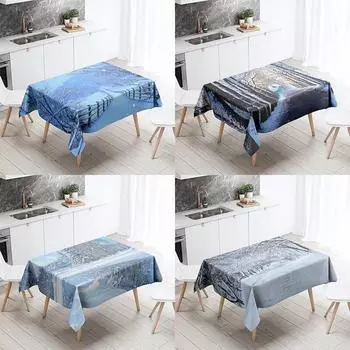 Зимняя снежная скатерть, красивая, необрастающая, водонепроницаемая, прямоугольная, кухонный стол, украшение для дома 40x70cm