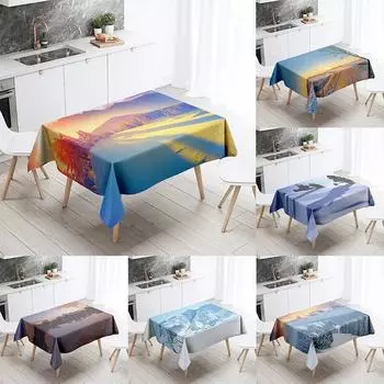 Зимняя снежная скатерть, красивая, необрастающая, водонепроницаемая, прямоугольная, кухонный стол, украшение для дома 40x70cm