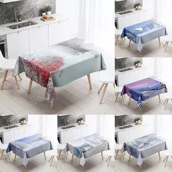 Зимняя снежная скатерть, красивая, необрастающая, водонепроницаемая, прямоугольная, кухонный стол, украшение для дома 40x70cm