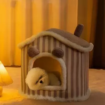 Зимняя собачья будка, теплая собачья будка, съемная и моющаяся, всесезонный универсальный кошачий домик, товары для маленьких собак, плюшевые игрушки S: 38 * 38cm