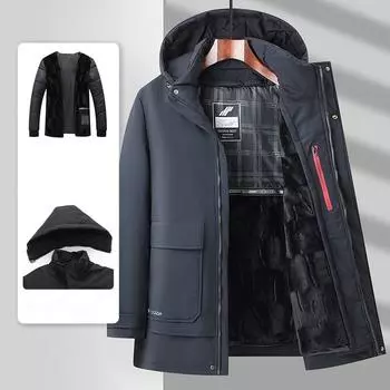 Зимняя старая толстая теплая стеганая куртка для отца в деловом стиле, повседневная стеганая куртка XL серый