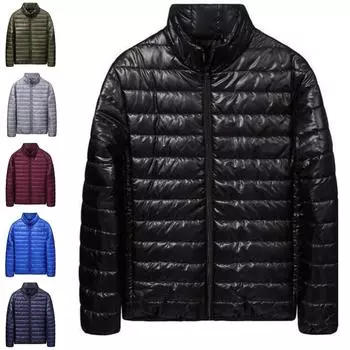 Зимняя стеганая куртка больших размеров, мужская легкая пуховая куртка, свободный воротник-стойка, верхняя одежда, мужская стеганая куртка, куртка