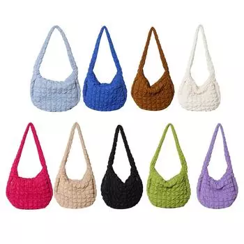 Зимняя стеганая сумка через плечо с мягкой подкладкой, женская плиссированная сумка через плечо с облаками и пузырьками, большая дизайнерская сумка-тоут, женские сумки со рюшами 2023 зелёный