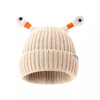 Зимняя светящаяся вязаная шапка для родителей и детей One Size бежевый