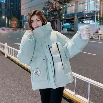 Зимняя свободная хлопковая утепленная куртка с широкой талией, женские парки, новое пальто, одежда больших размеров S синий