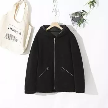 Зимняя свободная повседневная двухсторонняя мужская куртка с капюшоном, куртка корейской версии, двухсторонняя куртка из флиса, мужская куртка L