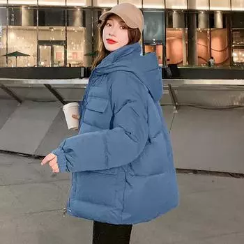 Зимняя свободная стеганая хлопковая куртка женская большого размера теплая парка с капюшоном водонепроницаемое пальто XXL белый