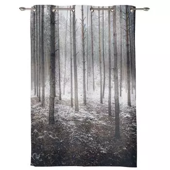 Зимняя тема Лесная занавеска на окно Спальня Гостиная Оконные шторы Кухня Украшения Жалюзи Занавеска 135W x 60H(cm) x1