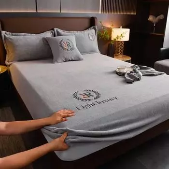 Зимняя теплая фланелевая эластичная простыня на наматраснике, защитный чехол 180x200 см, королевский размер, двойная молочная бархатная простыня 120x200cm 2pcs