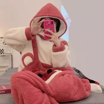 Зимняя теплая фланелевая пижама, комбинезон в стиле аниме для взрослых, пижамный комплект с животными для женщин и мужчин, пижамы с медведем, комбинезон для косплея на Хэллоуин, Рождество S