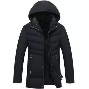 Зимняя теплая хлопковая куртка для мужчин, людей среднего и пожилого возраста, зимняя одежда, хлопковая куртка, плотная деловая повседневная куртка XXXXXL чёрный