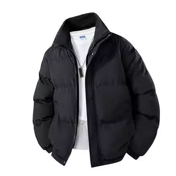 Зимняя теплая хлопковая куртка мужская контрастного цвета простая ветрозащитная и теплая пара воротник стойка повседневная куртка XXXL белый