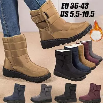 Зимняя теплая хлопковая обувь, уличные водонепроницаемые нескользящие женские ботинки 36 чёрный