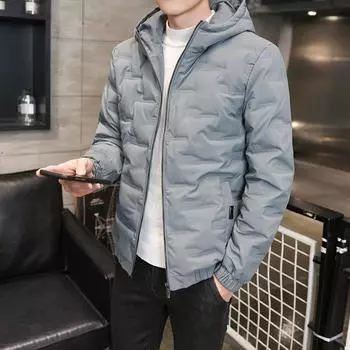 Зимняя теплая хлопковая одежда Мужская мода Повседневная хлопковая одежда с капюшоном Мужские куртки Утолщенная одежда из хлеба Кардиган M чёрный