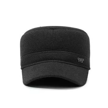 Зимняя теплая хлопковая шапка для защиты ушей для мужчин среднего и пожилого возраста, шапка с плоским верхом для пожилых людей, утолщенная шерстяная шапка для защиты от холода Adjustable серый