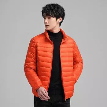 Зимняя теплая и легкая куртка-пуховик, новая однотонная куртка-стойка с воротником-стойкой, мужская короткая белая модная куртка на утином пуху, мужская одежда M