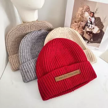 Зимняя теплая и универсальная шапка с большой окружностью головы, с утолщенными ушами, вязаная шапка для мужчин и женщин M56-58cm серый