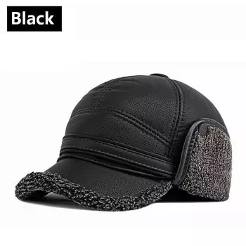 Зимняя теплая кепка для защиты ушей, мужская уличная ветрозащитная кепка, шапка-бомбер, бейсбольная кепка, теплая мужская кепка для папы, отца, дедушки, подарок L ( 58-60cm )