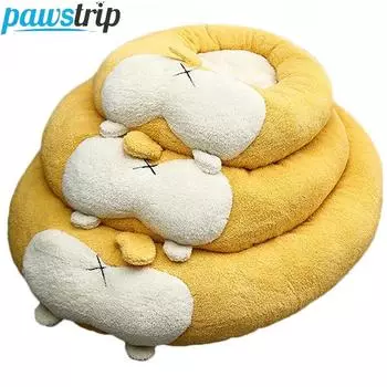 Зимняя теплая кошачья кровать, мягкая кошачья кровать, гнездо для маленьких собак, кошек, корзина для домашних животных, подушка, кошачья кровать, аксессуары для кошек 50x40x15cm жёлтый