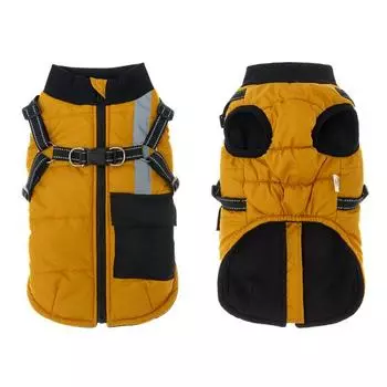 Зимняя теплая куртка для собак, куртка для холодной погоды со шлейкой, светоотражающая одежда для собак средних и маленьких пород, наряд для французского бульдога M