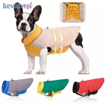 Зимняя теплая куртка для собак, светоотражающая одежда для собак, утолщенное пальто для маленьких, средних и больших собак, костюмы для щенков с D-образным кольцом M красный