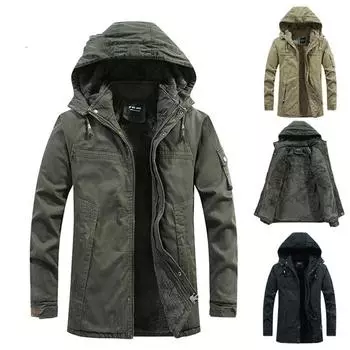 Зимняя теплая куртка-парка для мужчин из 100% хлопка, толстая, модная, повседневная, мужская, парка, пальто, военная, ветрозащитная, с капюшоном, куртка для мужчин XXXXL чёрный