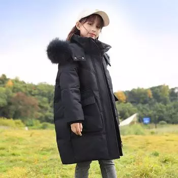 Зимняя теплая куртка-пуховик для детей, одежда для девочек, парка с капюшоном, верхняя одежда, пальто для детей, снег 160cm белый