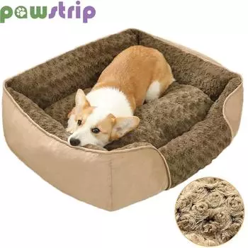 Зимняя теплая лежанка для собак, мягкий и уютный коврик для сна для маленьких и средних собак, кошек, нескользящая, съемная, моющаяся, собачья будка, товары для животных S-50x46x15cm серый