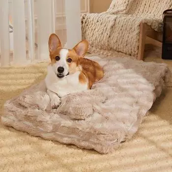 Зимняя теплая лежанка для собак, плюшевое гнездо для кролика и кошки, полностью съемная и моющаяся лежанка для собак, коврик для домашних животных, товары для животных M-75*47*7cm