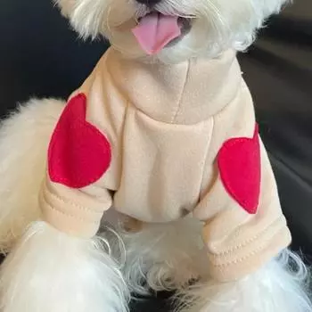 Зимняя теплая одежда для домашних животных Love Sweater Pet Dog Cat for Taddy Puppy Medium Dog Teddy Yorkshire Утолщенные толстовки Одежда для щенков XS бежевый