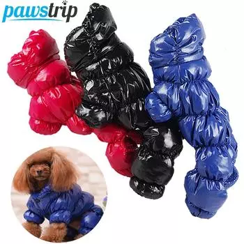 Зимняя теплая одежда для собак для маленьких собак, непромокаемый утолщенный комбинезон для собак, пуховик для собак, одежда для чихуахуа йорков XS чёрный