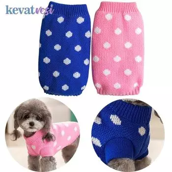 Зимняя теплая одежда для собак, милый свитер для собак, мягкое вязаное пальто для маленьких и средних собак, одежда для чихуахуа и йорков, товары для животных S синий