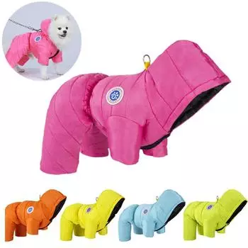 Зимняя теплая одежда для собак средних и маленьких пород, водонепроницаемые толстовки с капюшоном для кошек, пуховик для щенков, парка для французского бульдога, костюм чихуахуа S