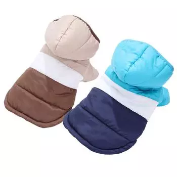 Зимняя теплая одежда для собак, толстовки с капюшоном для щенков, куртка, жилет для маленьких и средних собак, ветрозащитное пальто для чихуахуа, французский бульдог, костюм для домашних животных XS синий