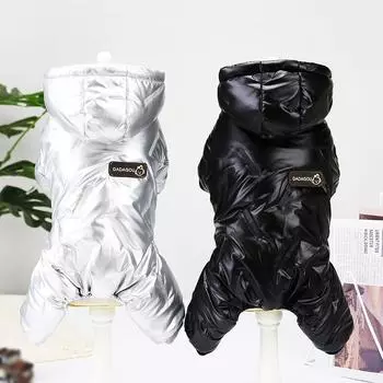 Зимняя теплая одежда для собак, утепленная куртка для домашних животных, водонепроницаемая одежда для собак маленьких и средних пород, пальто для французских бульдогов S чёрный