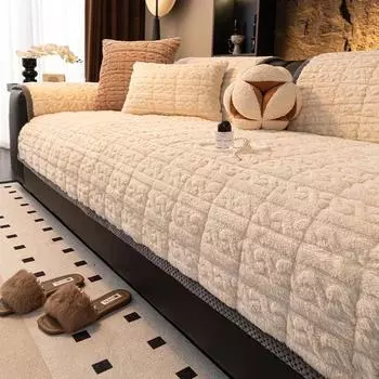 Зимняя теплая подушка для дивана, однотонный плюш, противоскользящий, утолщенный, удобный, защитный чехол для домашнего декора, прямой ряд, коврик для дивана 70x70