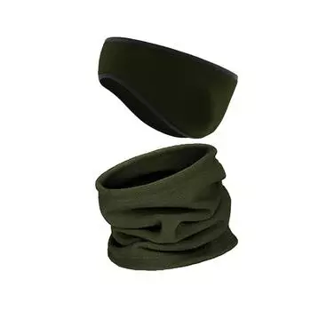 Зимняя теплая повязка на голову, наушники и флисовый шейный платок для зимнего катания на лыжах чёрный