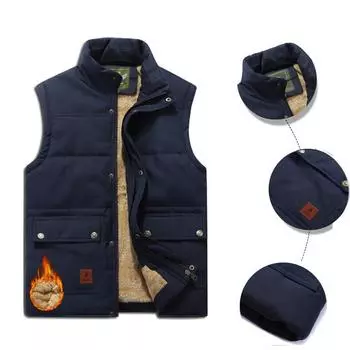 Зимняя теплая повседневная верхняя одежда большого размера, куртка без рукавов, мужской жилет, жилет с множеством карманов