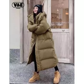 Зимняя теплая розовая длинная парка с капюшоном Chaqueta, плотное ветрозащитное пальто, повседневная зимняя одежда, женская одежда с хлопковой подкладкой S