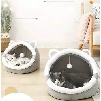 Зимняя теплая сетка Red Cat Supplies Гнездо для кошек Круглое полузакрытое кошачье гнездо Гнездо для собак Съемное и моющееся кошачье гнездо S