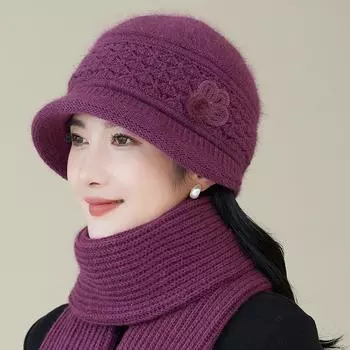 Зимняя теплая шапка для взрослых, модная шапка для улицы, темпераментная вязаная шапка для бабушки, маленькое лицо с пушистой шапкой из кроличьей шерсти