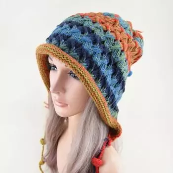 Зимняя теплая шапка для женщин, шерстяной вязаный пуловер с подвесной веревкой и кисточкой, красочная шапка ручной работы, подарочные аксессуары для головных уборов