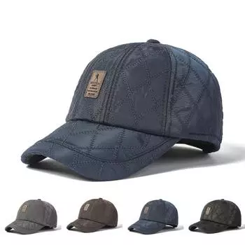 Зимняя теплая шапка, мужская защитная шапка для ушей, теплая бейсбольная шапка для папы тёмно-синий